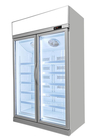ประตูกระจกคู่ตรงตู้แช่แข็งแสดงผลเชิงพาณิชย์ละลายน้ำแข็งอัตโนมัติ