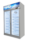 ประตูกระจกคู่ตรงตู้แช่แข็งแสดงผลเชิงพาณิชย์ละลายน้ำแข็งอัตโนมัติ