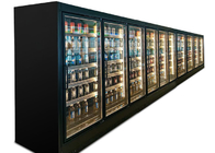 ตู้แช่แข็งประตูกระจกสีดำเชิงพาณิชย์ตู้ตั้งตรงสำหรับเครื่องดื่มเบียร์
