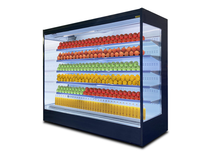 ตู้เย็นซูเปอร์มาร์เก็ตหลายชั้นเปิด Chiller สำหรับแสดงผักผลไม้