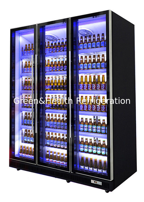ตู้เย็นแสดงเครื่องดื่มพาณิชย์ พร้อมแสง LED ที่กําหนดเอง ประตูปิดด้วยตัวเอง และ Danfoss/Embraco Compressor