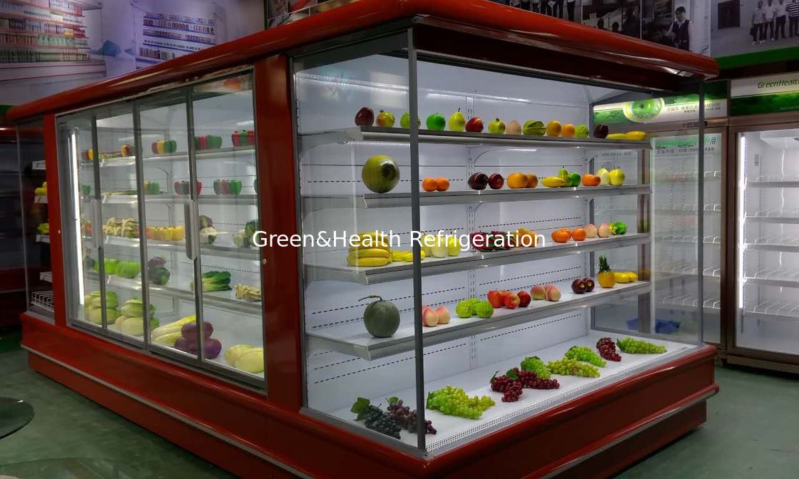 ม่านอากาศแนวตั้งไฟ LED Multideck เปิด Chiller ประเภทมุม
