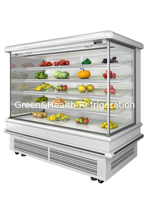 2.5m ซุปเปอร์มาร์เก็ต Multi Deck Open Chiller พร้อมฟันไดนามิคเย็นและอัตโนมัติ defrost สําหรับกระจกกระจก