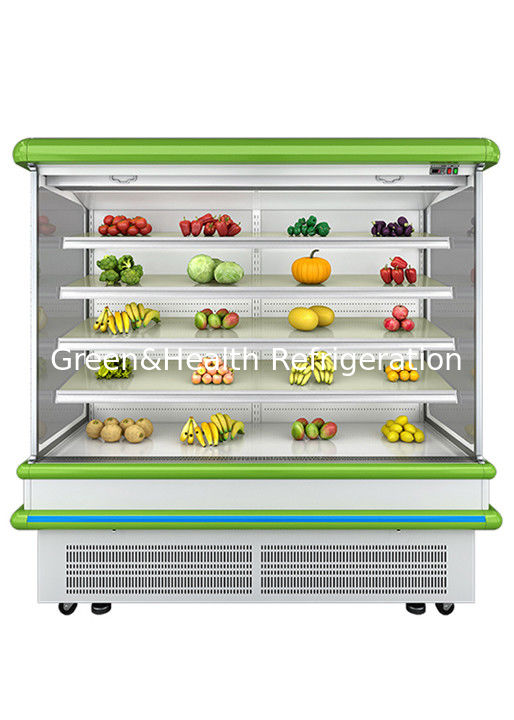 2.5m ซุปเปอร์มาร์เก็ต Multi Deck Open Chiller พร้อมฟันไดนามิคเย็นและอัตโนมัติ defrost สําหรับกระจกกระจก