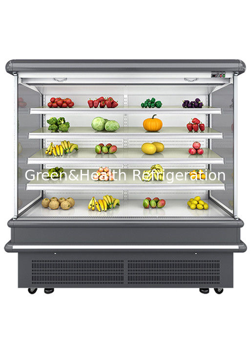2.5m ซุปเปอร์มาร์เก็ต Multi Deck Open Chiller พร้อมฟันไดนามิคเย็นและอัตโนมัติ defrost สําหรับกระจกกระจก