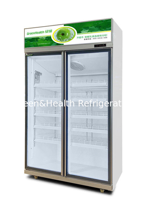 เครื่องเย็นเครื่องดื่มพาณิชย์ที่มีประตูกระจกสามชั้น 1050W พลังงานและความจุ 1530L สําหรับซุปเปอร์มาร์เก็ต