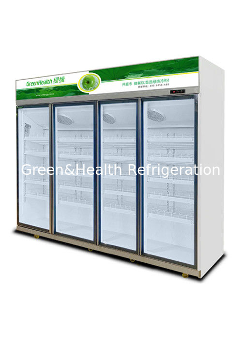 เครื่องเย็นเครื่องดื่มพาณิชย์ที่มีประตูกระจกสามชั้น 1050W พลังงานและความจุ 1530L สําหรับซุปเปอร์มาร์เก็ต