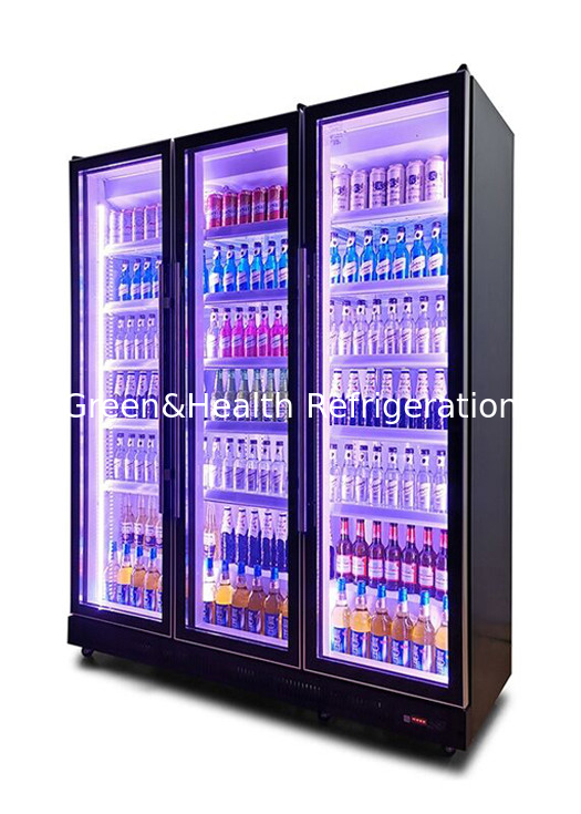 3 สีเบา 740L อากาศเย็นประตูแก้ว กระป๋องเย็น ภาพแสดง ตู้เย็น