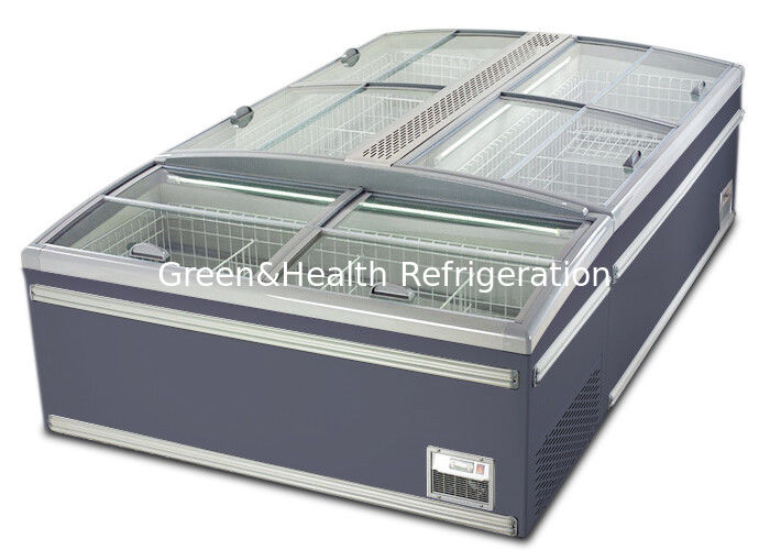 เครื่องเย็นเกาะพาณิชย์ที่มีความจุ 1040 ลิตร อัตโนมัติ defrost และ R290 refrigerant สําหรับการแสดงสินค้าในซุปเปอร์มาร์เก็ต