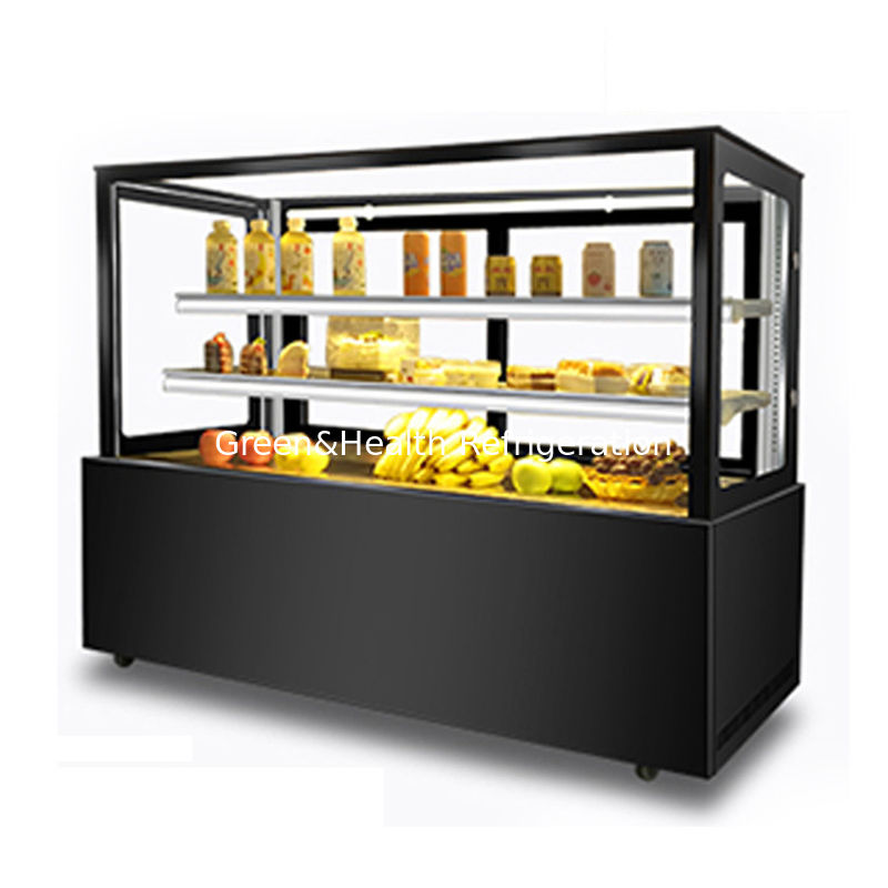 LED Light bakery cabinet Cake Display Chiller พร้อมล้อเคลื่อนที่ง่าย