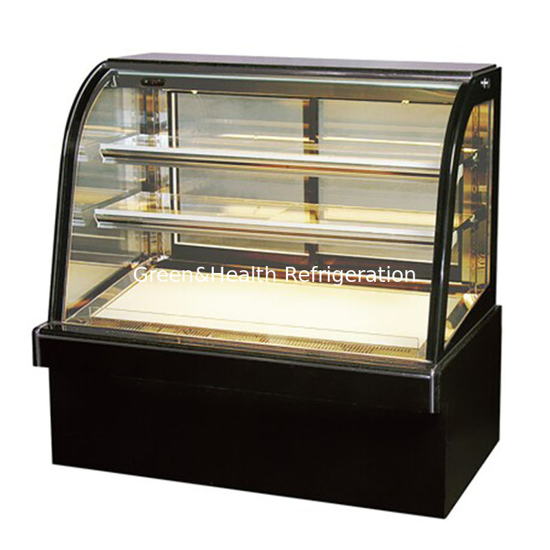 LED Light bakery cabinet Cake Display Chiller พร้อมล้อเคลื่อนที่ง่าย