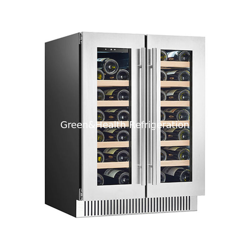ETL Certificate Fashion Dual Zone SS Double Glass Door เครื่องเย็นไวน์แดง ขนาด 180L 68 ขวด