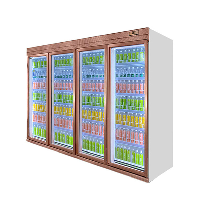 เครื่องเย็นเครื่องดื่มประตูกระจกที่ปรับได้ สําหรับจอเก็บอาหารเย็นของร้านซุปเปอร์มาร์เก็ต