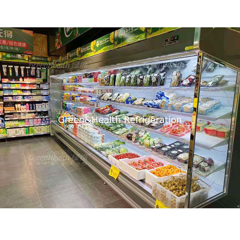 Commercial Multideck Open Chiller พร้อม 4 ชั้นวาง 5 พื้นที่แสดงผลไฟ LED และสารทำความเย็น R22