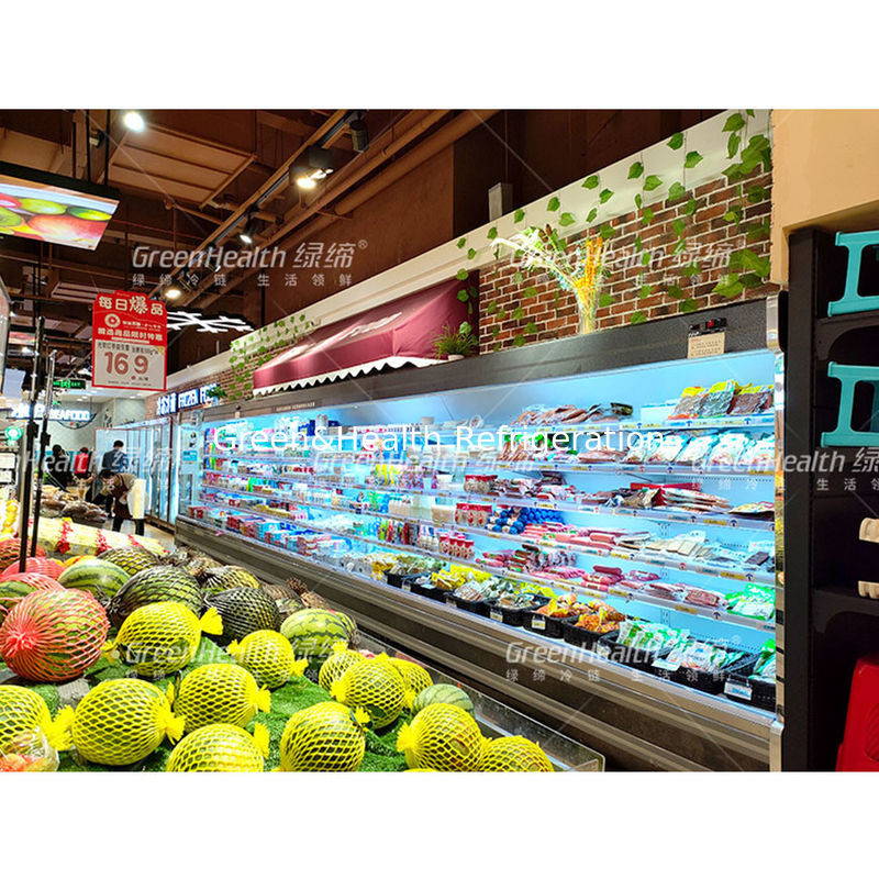 Commercial Multideck Open Chiller พร้อม 4 ชั้นวาง 5 พื้นที่แสดงผลไฟ LED และสารทำความเย็น R22