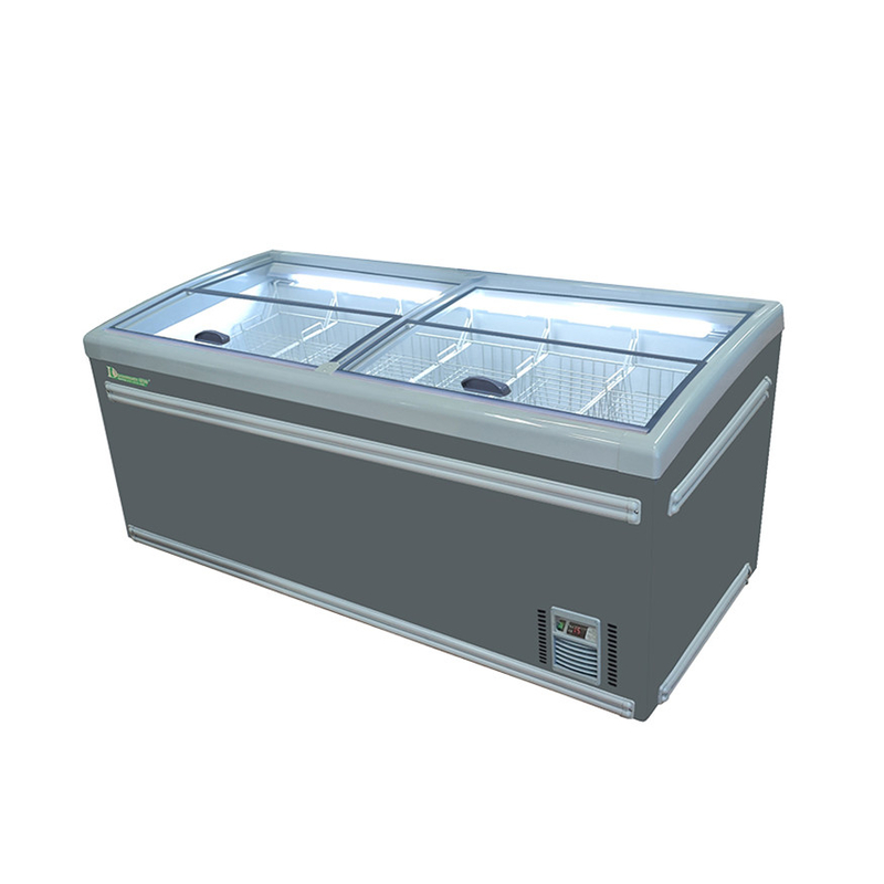 หัวหน้าประตูเลื่อน ซุปเปอร์มาร์เก็ต เกาะ Freezer กับแสงภายใน อลูมิเนียม