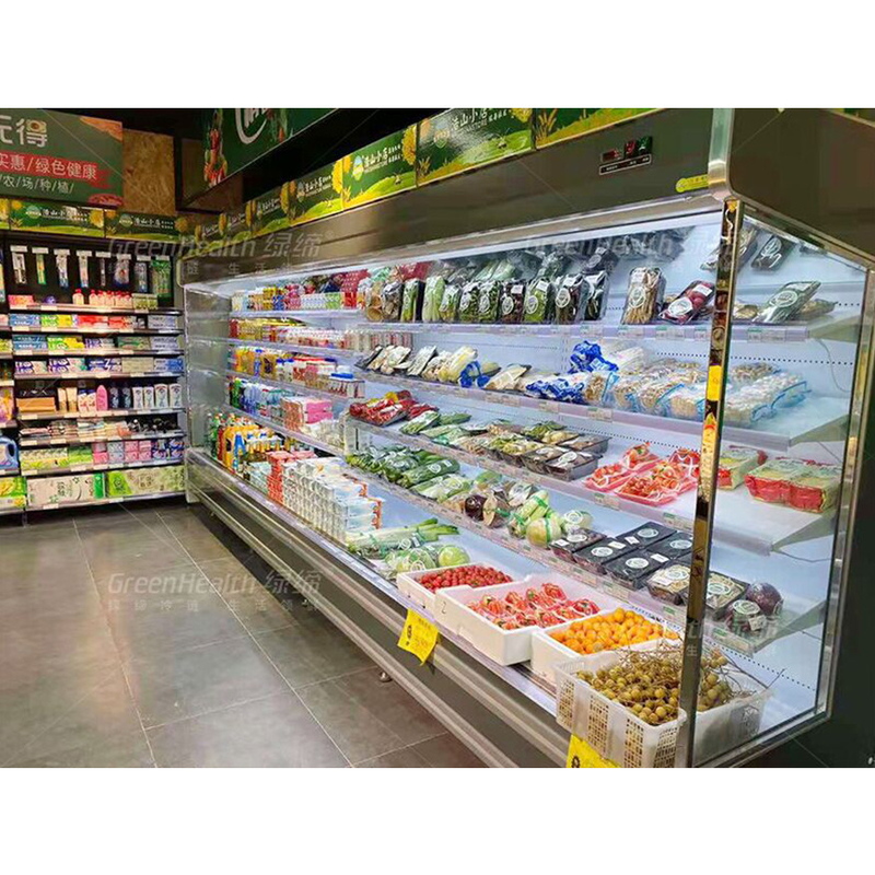 LED Multideck Open Display Chiller พร้อม 4 ชั้นวางและ 5 พื้นที่แสดงภาพใน 2-8.C