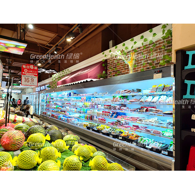 LED Multideck Open Display Chiller พร้อม 4 ชั้นวางและ 5 พื้นที่แสดงภาพใน 2-8.C
