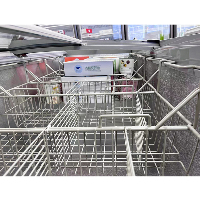 ตู้เย็นเกาะซุปเปอร์มาร์เก็ตสีขาว / สีเทา พร้อมอัตโนมัติ defrost สําหรับร้านขายของ