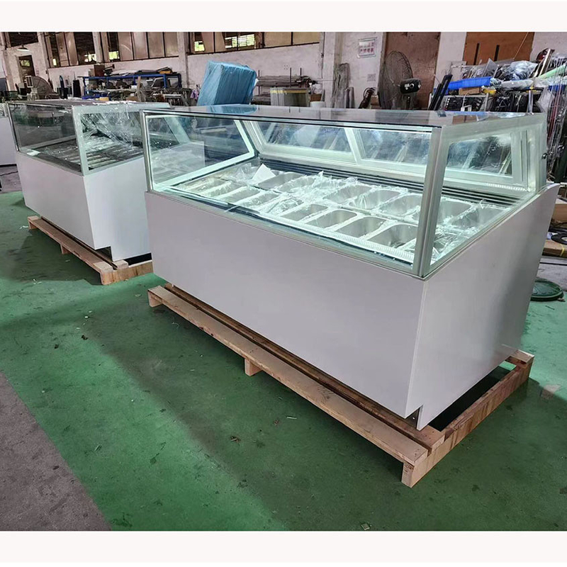 รูปแบบไอศกรีมฟรีฟรอสต์ พร้อมกระจกป้องกันหมอกและเครื่องควบคุมดิจิตอล -18 ~ 22.C