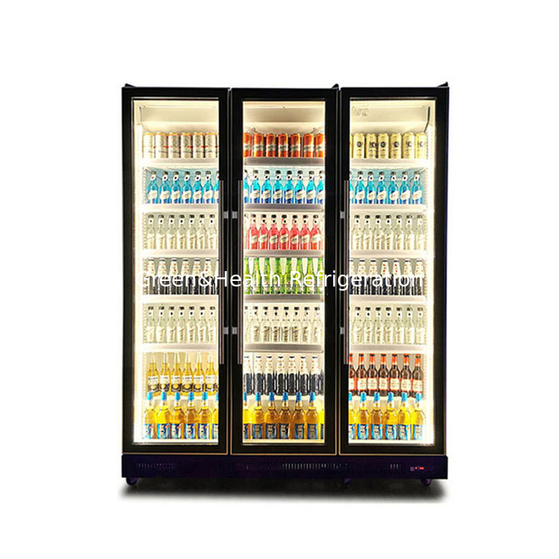 ห้องสวิง ดอร์ เครื่องดื่มเหล้า เครื่องเย็นแสดงภาพ พร้อมสารเย็น R290 และกระจก E ต่ํา