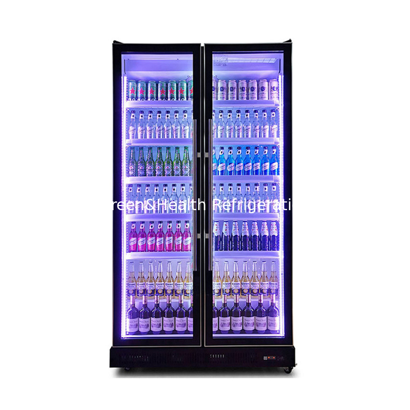 ห้องสวิง ดอร์ เครื่องดื่มเหล้า เครื่องเย็นแสดงภาพ พร้อมสารเย็น R290 และกระจก E ต่ํา