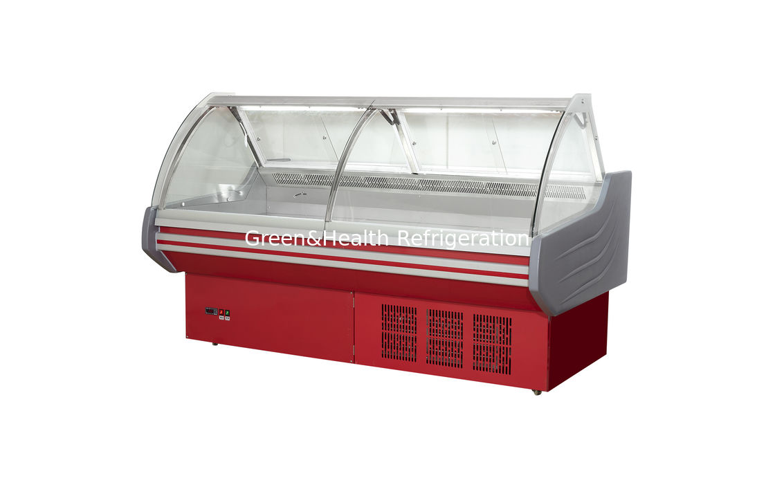 -2 Display 8 ℃ตู้เย็นแบบเปิดโล่งสำหรับอาหารทะเลสดเนื้อขนาดกำหนดเอง