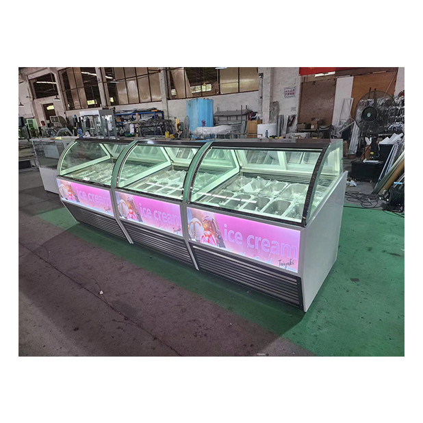 ร้านขายไอศกรีม / ร้านขายของสะดวก ใช้ตู้เย็นประกอบด้วยกระจกเหล็กไร้สแตนเลส