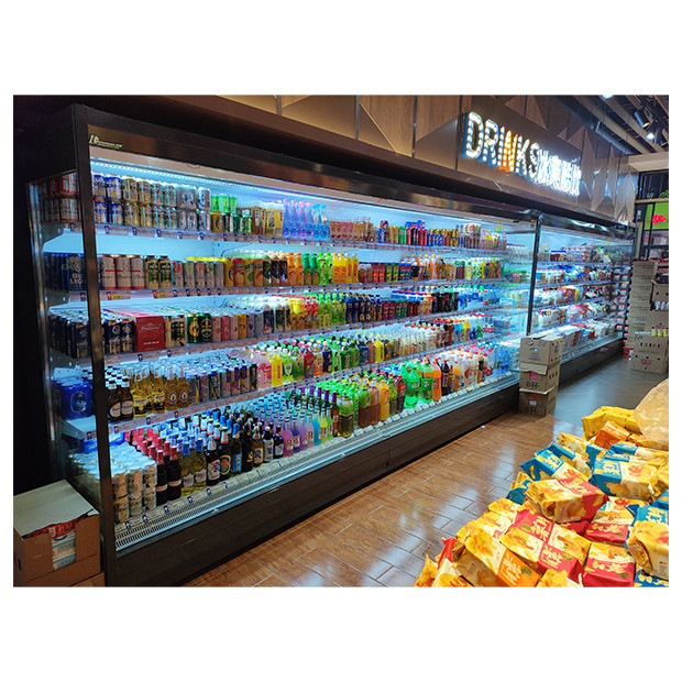 ซุปเปอร์มาร์เก็ต / ร้านขายของสะดวก มุมขวา แบบเปิด เครื่องเย็น เครื่องเย็นสําหรับเก็บอาหาร / เครื่องดื่ม