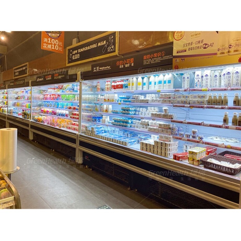 เครื่องทําความเย็นแบบเปิดทางการค้า โฟกชีน พล๊อกอิน แบบ Multideck Display Chiller สําหรับผักและเครื่องดื่ม