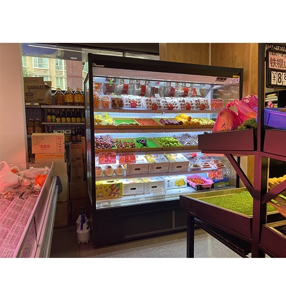 เครื่องทําความเย็นแบบเปิดทางการค้า โฟกชีน พล๊อกอิน แบบ Multideck Display Chiller สําหรับผักและเครื่องดื่ม