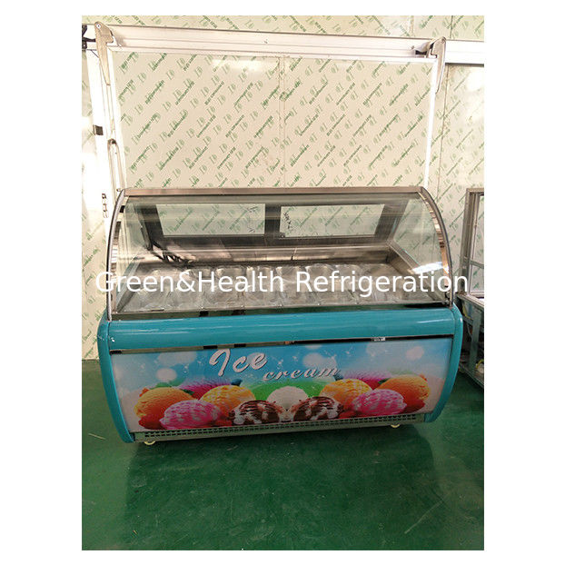 โรงงานตรง กระจกโค้ง 16 เทรย์ ไอศกรีมแสดงภาพ เครื่องเย็นกับเทอร์โมสแตตปรับ