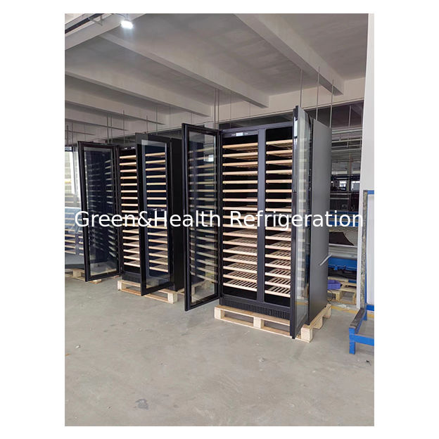 ใบรับรอง ETL 68 ขวด ประตูแก้ว 2 โซนอุณหภูมิอิสระ 2 โซน รางไม้โอ๊ค ร้านเก็บไวน์แดง ตู้เย็น