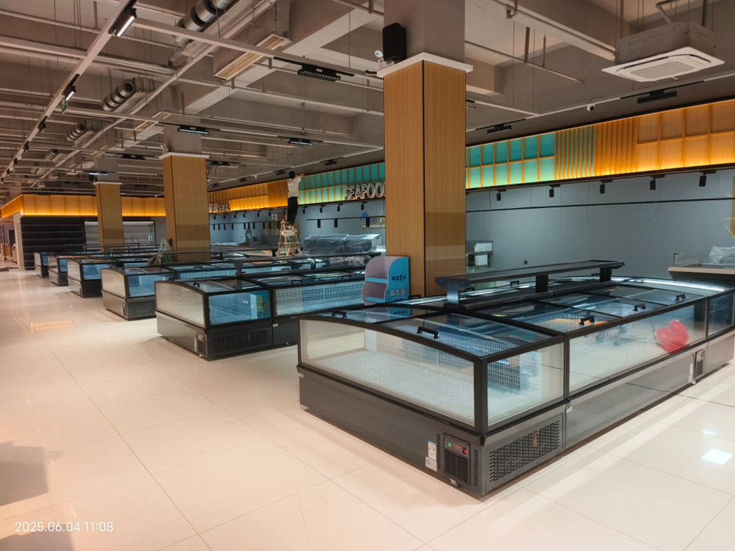 ตู้แช่แข็งแบบตั้งพื้น Supermarket Island สำหรับเนื้อสัตว์ พร้อมไฟ LED