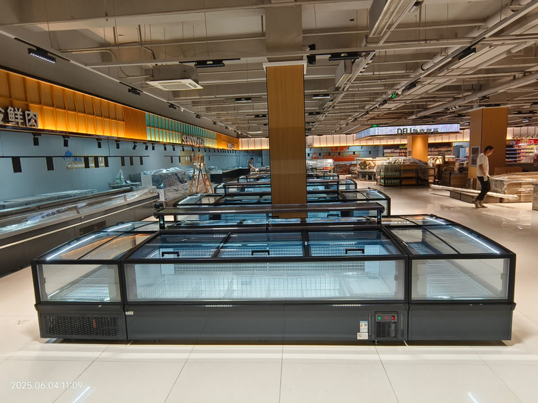 ตู้แช่แข็งแบบตั้งพื้น Supermarket Island สำหรับเนื้อสัตว์ พร้อมไฟ LED