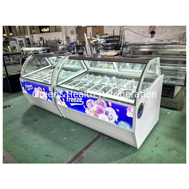 ร้านขายไอศกรีม/ซุปเปอร์มาร์เก็ต ใช้ตู้เย็นเก็บของเพื่อแสดงตู้เย็นแสดงไอศกรีม