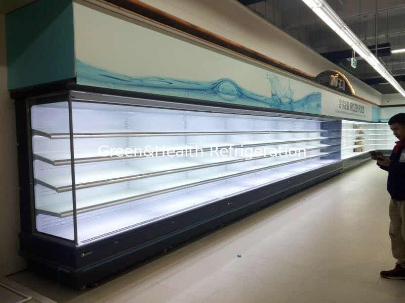 Green & Health Upright Vertical Multideck Chiller เปิดสำหรับนมในซุปเปอร์มาร์เก็ต