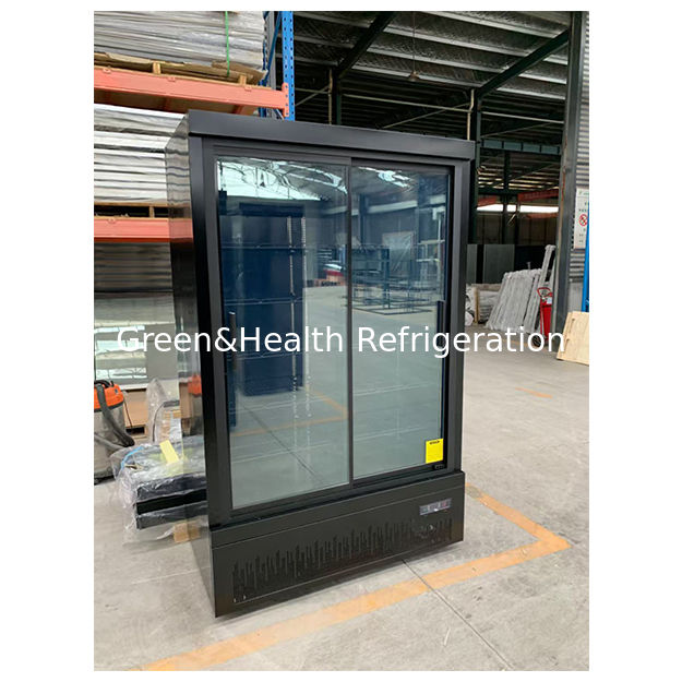 ชนิด Push Pull ประตูกระจกหลากหลาย ซุปเปอร์มาร์เก็ต ธุรกิจ ดําล่างหน่วยเย็น จัดแสดง ตู้เย็น