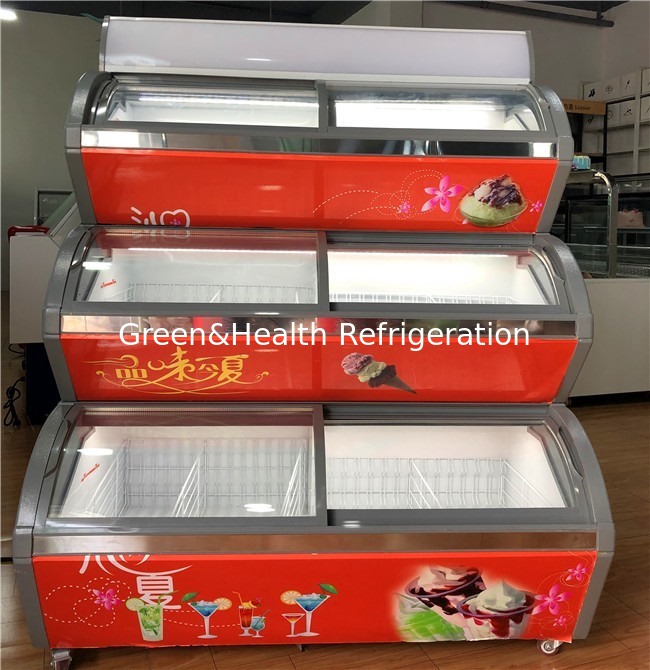 3 Tiers Ice Cream Display Freezer With LED Lighting For frozen treats business