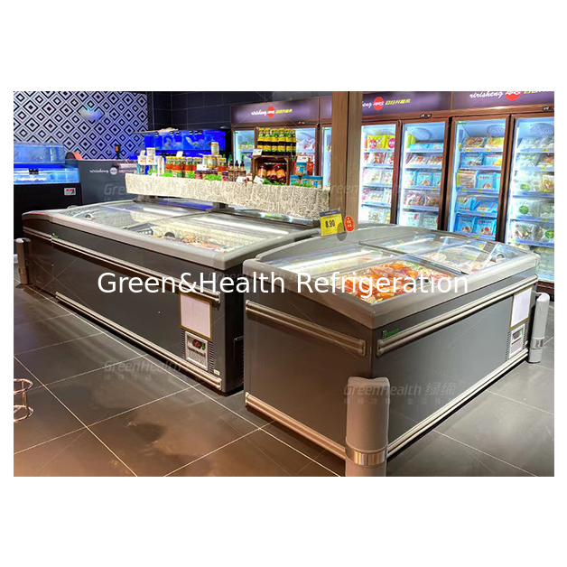 ซูเปอร์มาร์เก็ตใช้ตู้แช่แบบเกาะสำหรับเก็บอาหารแช่แข็งที่อุณหภูมิต่ำ