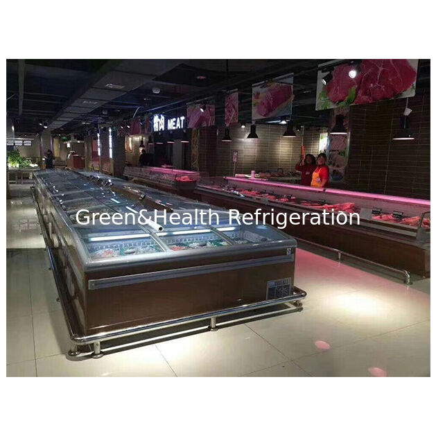 ซุปเปอร์มาร์เก็ต ร้านค้า ตู้เก็บอาหารแช่แข็งแนวราบ จุดแสดงสินค้า เกาะ ตู้เย็น