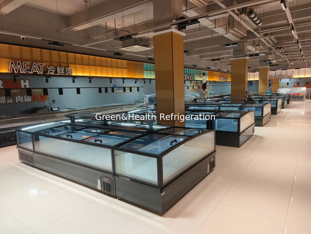 ราคาโรงงานโดยตรง ตู้แช่แข็งแบบเกาะกลางพร้อมหน้าต่างกระจกบานใหญ่และคอมเพรสเซอร์ Secop