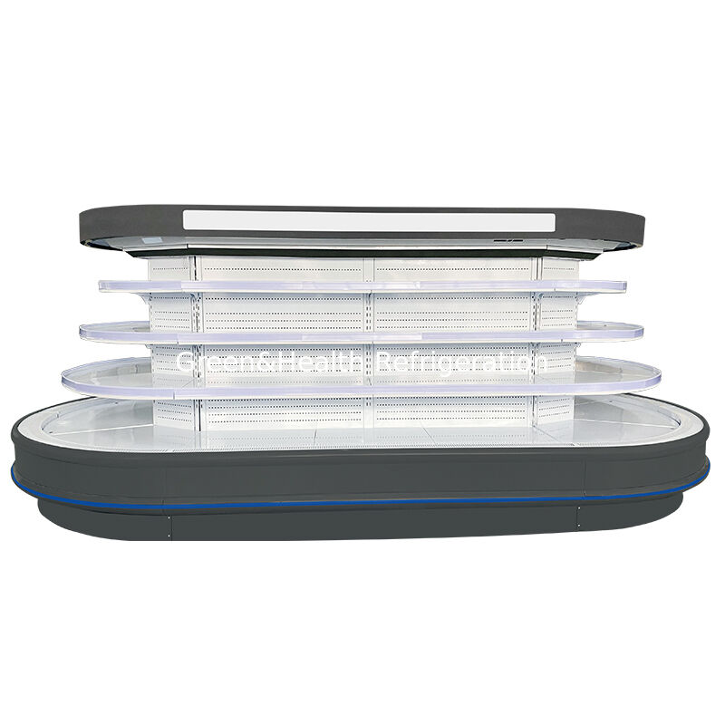 ตู้แช่เย็นแบบเปิดเชิงพาณิชย์แบบหลายชั้นพร้อมระบบละลายน้ำแข็งอัตโนมัติ ไฟ LED และประหยัดพลังงานสำหรับแสดงสินค้าในซูเปอร์มาร์เก็ต