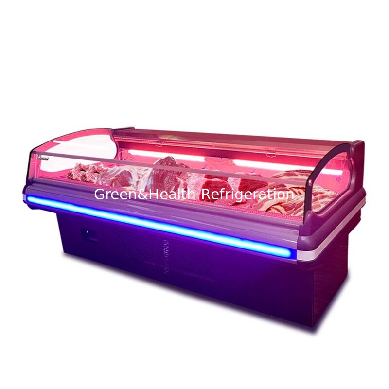 Stainless Steel Meat Display Freezer with LED Interior Light and Automatic Defrost System for Supermarkets