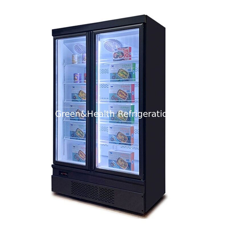 ติดตั้งด้านล่างตั้งตรง 2 ประตูแก้ว เครื่องตู้เย็นประปาพาณิชย์ พร้อมอัตโนมัติการหดน้ําแข็งและสแตนเลสภายนอก