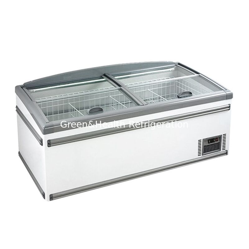 1040L ความจุ กระจกประตูแก้วที่เลื่อนเกาะ Freezer ด้วยอัตโนมัติ defrost สําหรับการใช้พาณิชย์