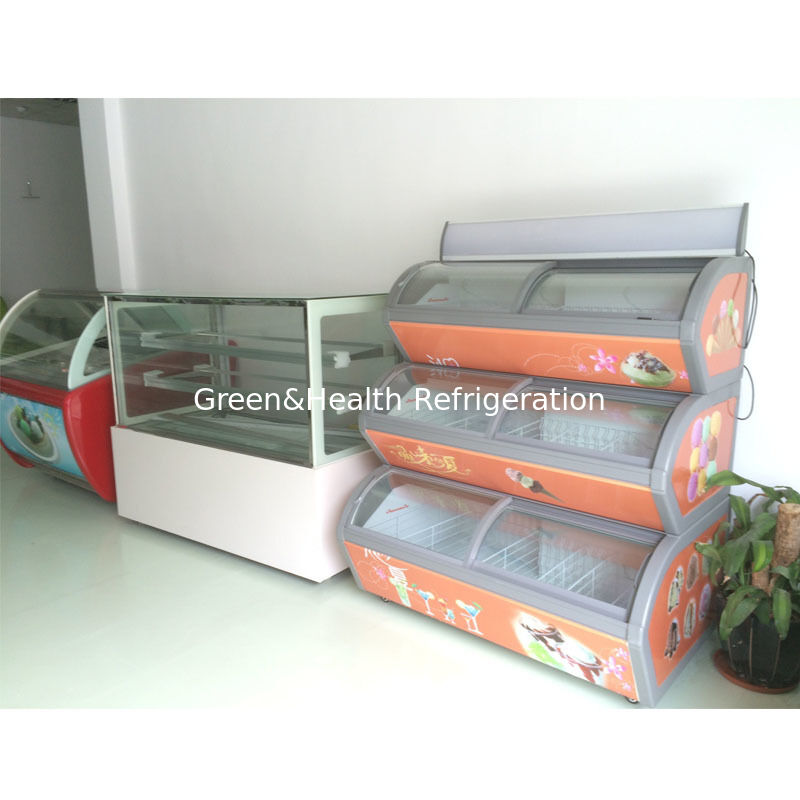 Commercial 3 Tier Ice Cream Display Freezer with Stainless Steel Pans and R404a Refrigerant
