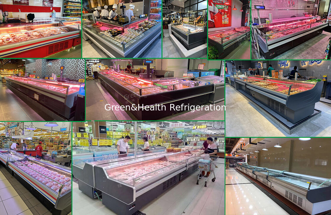 ตู้แช่แข็งแบบเปิดแนวนอนสแตนเลส 800L สำหรับตู้แช่แข็งเชิงพาณิชย์เนื้อ Chiller