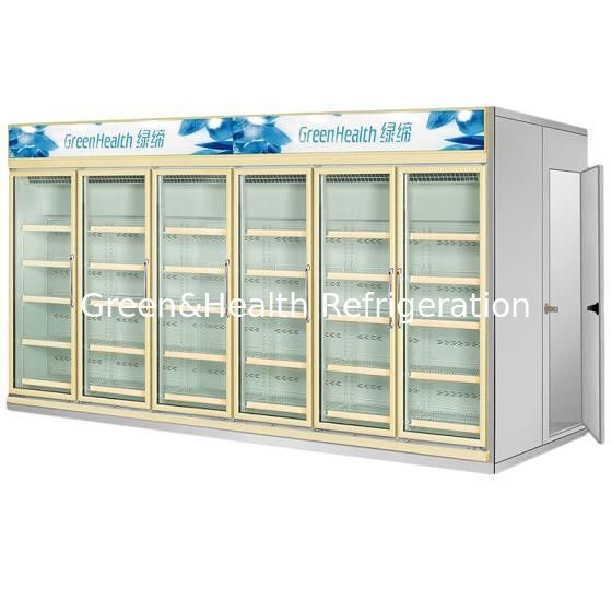 ร้านขายของชำ 0 - 10 ° C ตู้แช่แข็งที่ประตูกระจก Frost Free ด้วย Copeland Compressor
