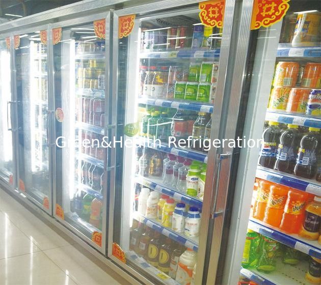 ร้านขายของชำ 0 - 10 ° C ตู้แช่แข็งที่ประตูกระจก Frost Free ด้วย Copeland Compressor
